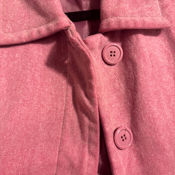 Size L Wool Blend Pink 3/4 length Women’s Button Front Jacket Pockets Merona - Picture 3 of 7